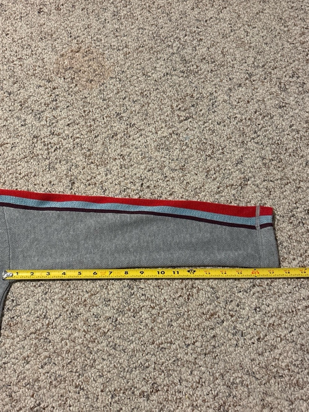 Eddie Bauer Gray Crewneck Sweater with Red & Blue Sleeve Stripes - Picture 7 of 7